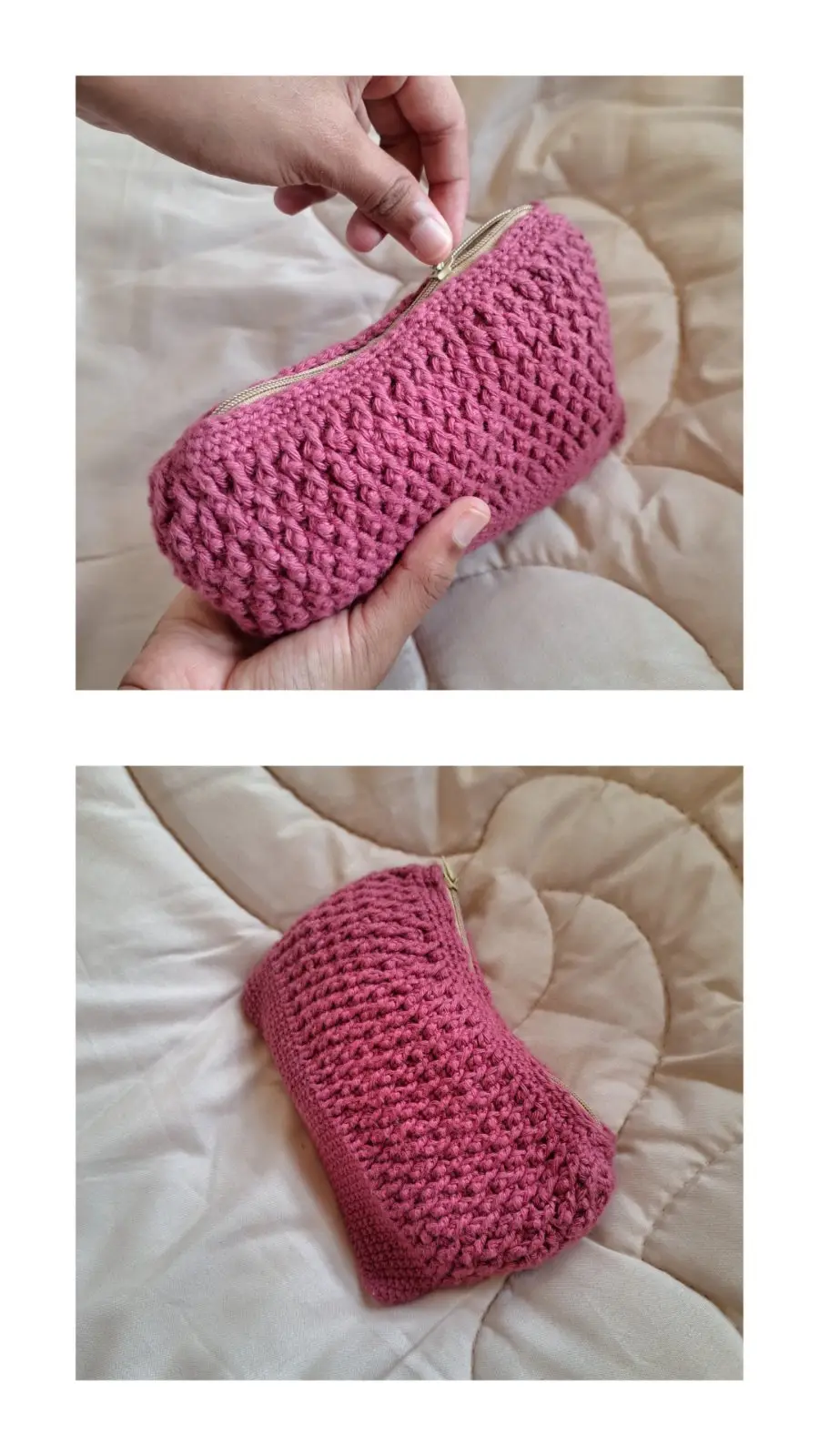 I’ve been working on getting the texture on this zip pouch just right, and seeing it finally finished feels so good! 🧵 It’s the perfect little size for holding hooks, stitch markers, or everyday essentials.
​There’s something so satisfying about adding that final zipper and seeing a simple skein of yarn turn into something functional. 🤍
