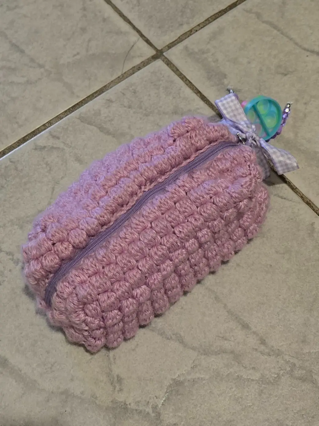 Bobble Crochet Pencil Case with Zipper